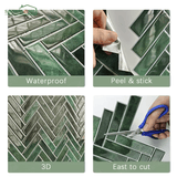 EZ 3D Green Herringbone Peel and Stick Wall Tiles - EZ Painting Tools
