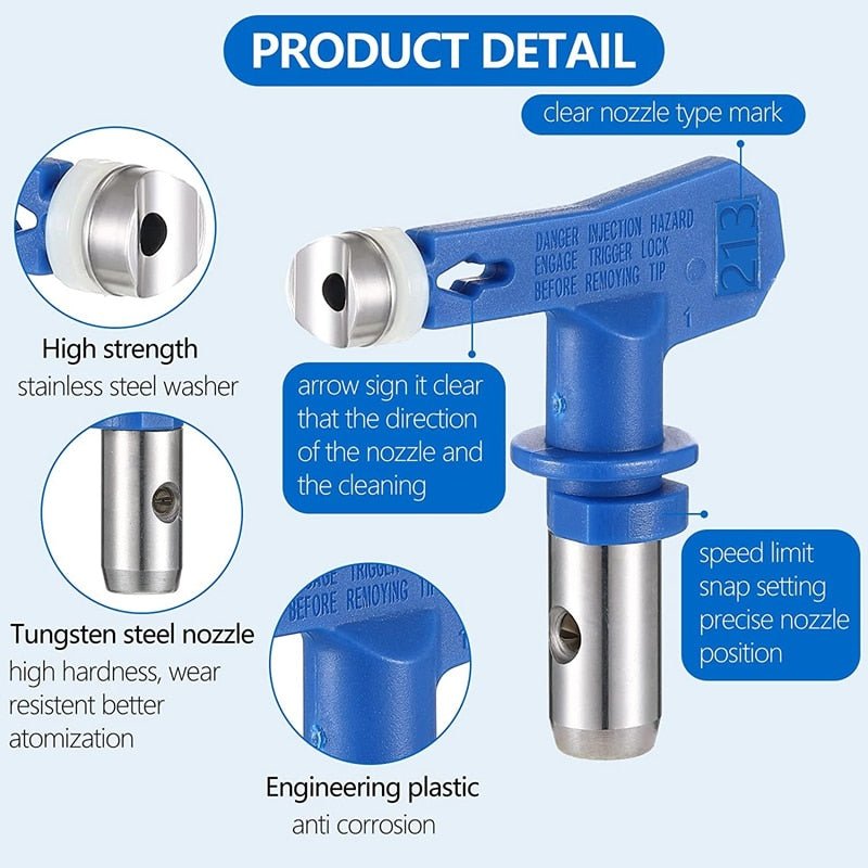 5pcs Reversible Airless Paint Sprayer Nozzle Tips - 211, 313, 415, 517, 623 - EZ Painting Tools