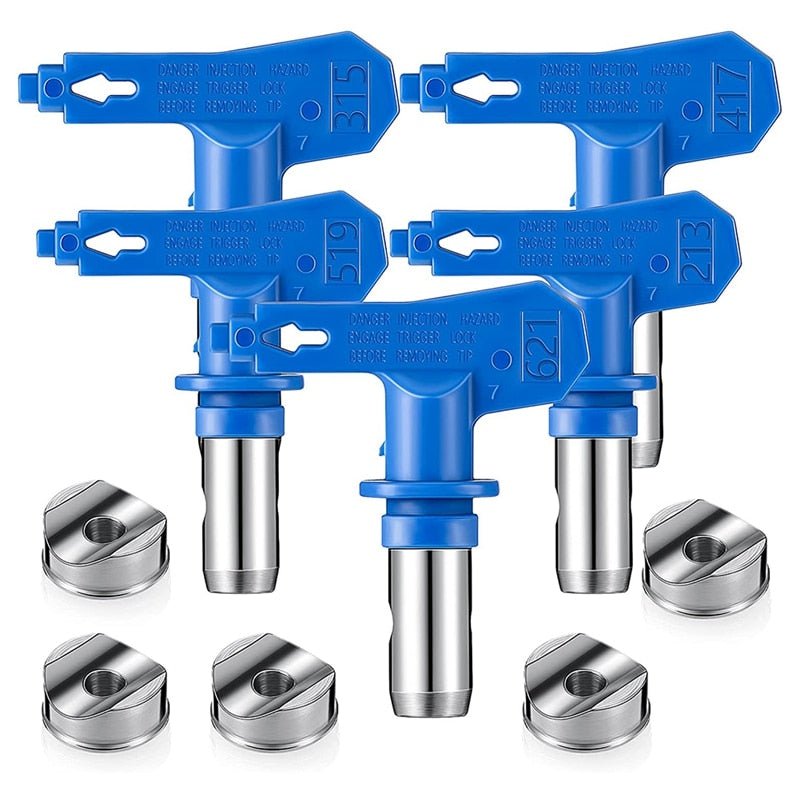 5pcs Reversible Airless Paint Sprayer Nozzle Tips - 211, 313, 415, 517, 623 - EZ Painting Tools