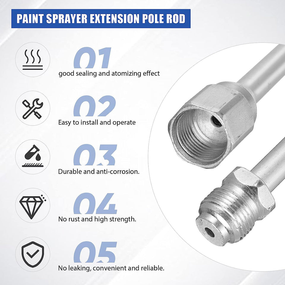 9Pcs Airless Sprayer Gun Hose Kit 50ft 3600psi High Pressure Tube with Extension Rod Pole 313 415 517 Tip - EZ Painting Tools